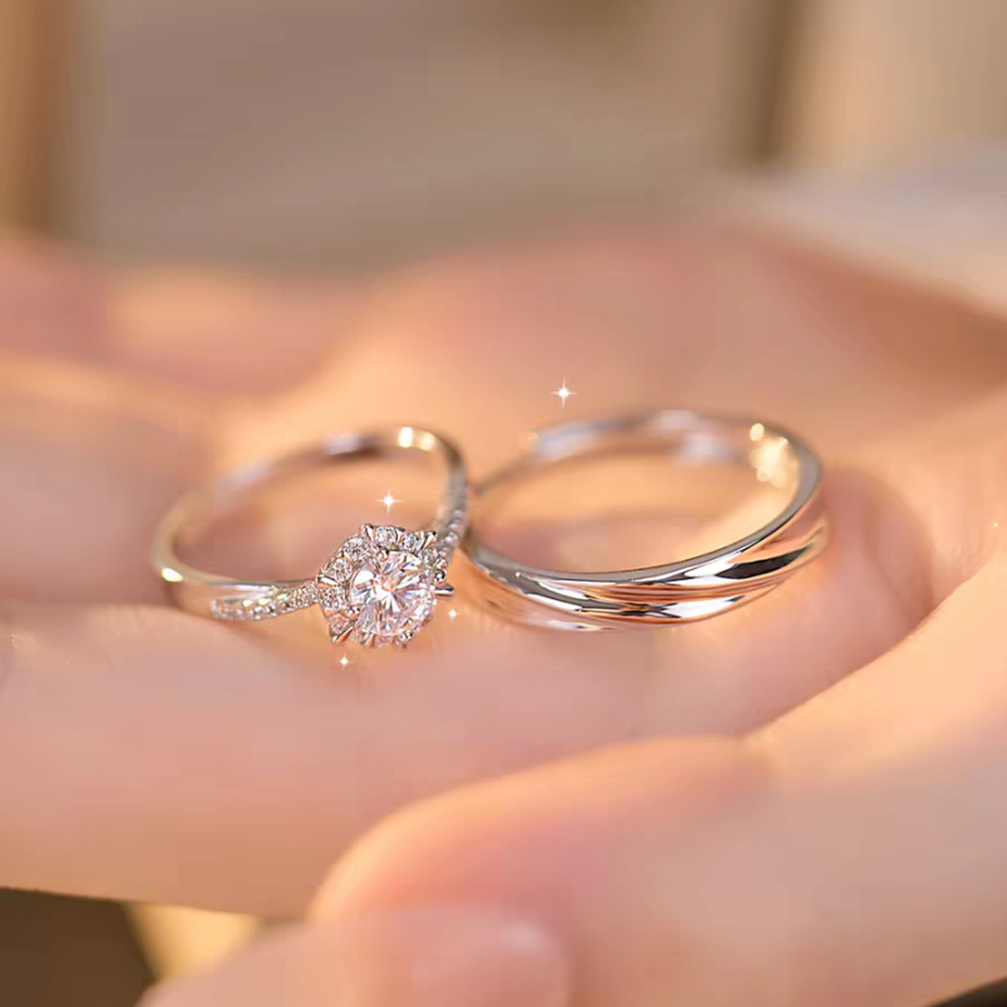 钻戒结婚仿真一对男女情侣活口对戒结婚戒指婚礼仪式道具可调节