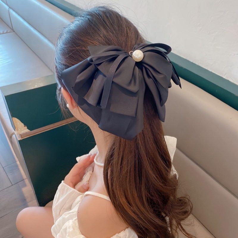 新款珍珠蝴蝶发夹抓夹女2025新款感后脑勺鲨鱼夹发卡子高马尾头饰