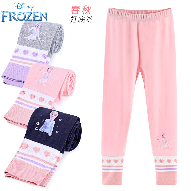 迪士尼艾莎女童打底裤春秋款儿童九分裤冰雪奇缘春装女孩宝宝裤子