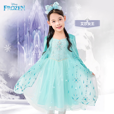 迪士尼爱莎公主裙女童连衣裙