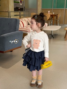 3011 女宝宝连帽卫衣6010儿童百褶裙蛋糕裙套装 opao～26春装 新款