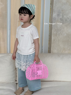 草房子25093～女童吊带套装洋气25夏季新款女宝宝短袖柔软上衣