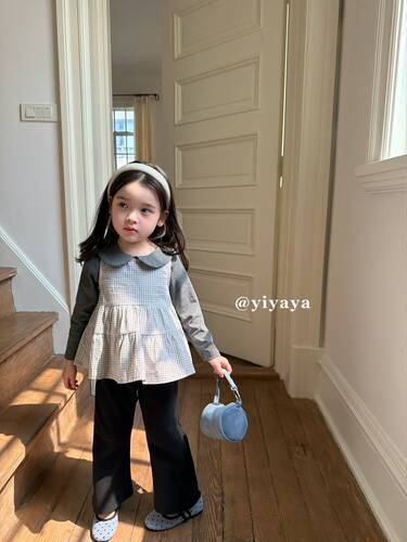 Yiyaya 26秋季新款女童娃娃翻领两件套9072 微喇裤9228
