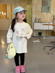 卡通印花T恤7131打底裤 女童中长款 7115 新款 Opao～26春装