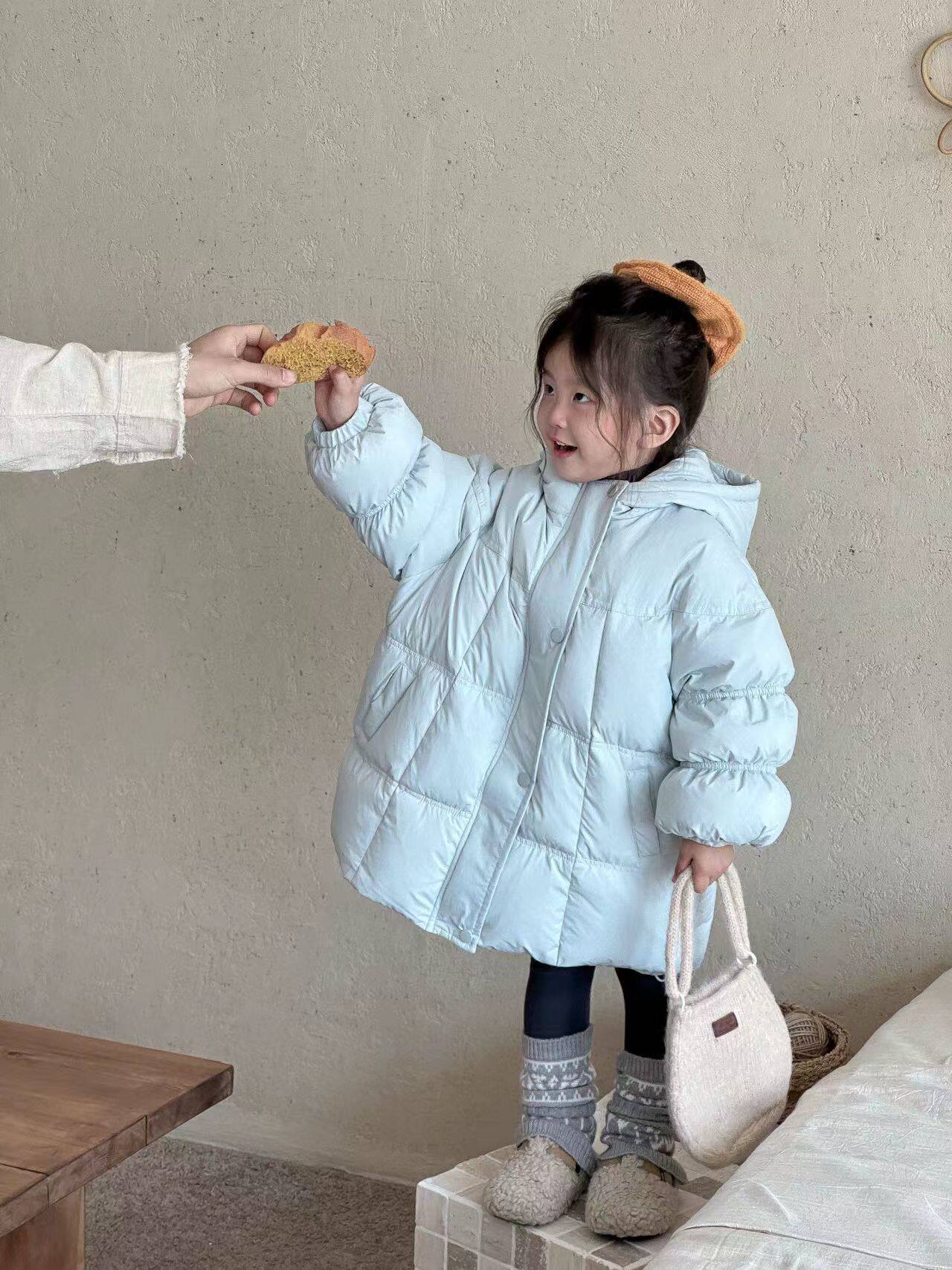 miu哩正品～202女童雪花裤袜加绒打底裤洋气冬季新款一体绒裤子