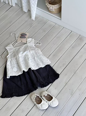 承麦85751女童蕾丝背心洋气25夏季新款女宝宝森系甜美娃娃衫百搭