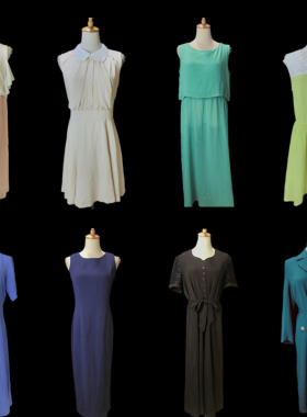 vintage古着夏季森系复古文艺纯色雪纺小清新中长款女连衣裙Q109