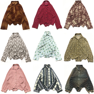 F30 衬衫 vintage古着衬衣复古夏季 夏威夷雪纺碎花文艺宽松百搭长袖