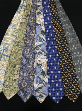 中古领带vintage古着孤品休闲商务印花纹油画学院男女真丝配饰Y81