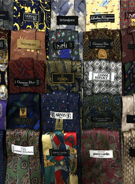 中古vintage古着孤品日意产奢侈休闲巴洛克油画花纹真丝领带LXL75