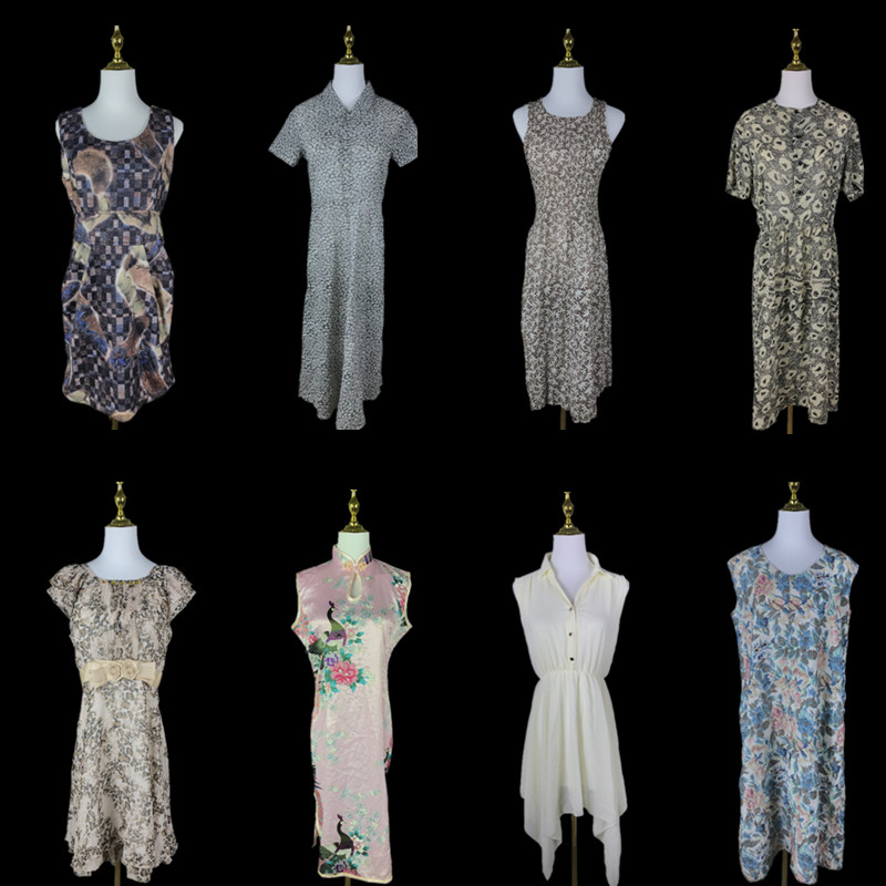 vintage古着雪纺碎花连衣裙
