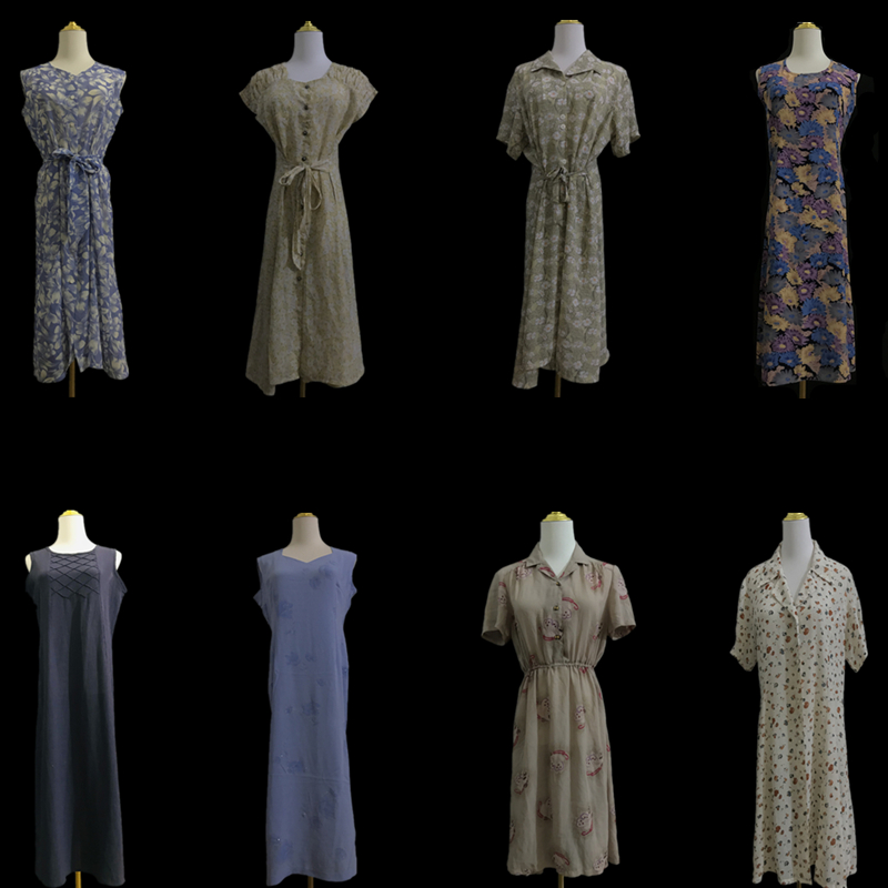 vintage古着夏季雪纺碎花连衣裙