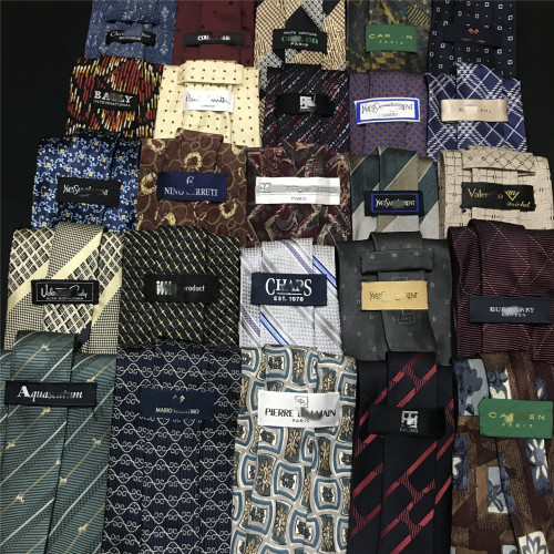 古着vintage中古孤品奢侈大牌复古印花纹油画学院高端真丝领带Y9