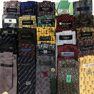 vintage古着中古奢侈大牌复古油画巴洛克休闲商务高端真丝领带H44