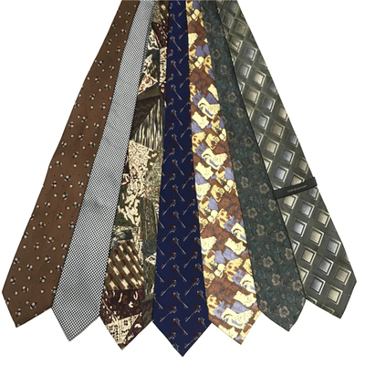 vintage古着孤品复古风印花休闲商务衬衫配饰手打真丝中古领带G82