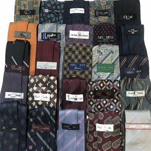vintage古着中古奢侈牌牌复古印花休闲商务学院风高端真丝领带H83