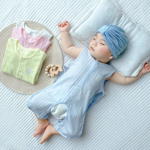 Детский летний хлопковый легкий и тонкий дышащий жилет подходит для мужчин и женщин для девочек без рукавов, 0-1 лет