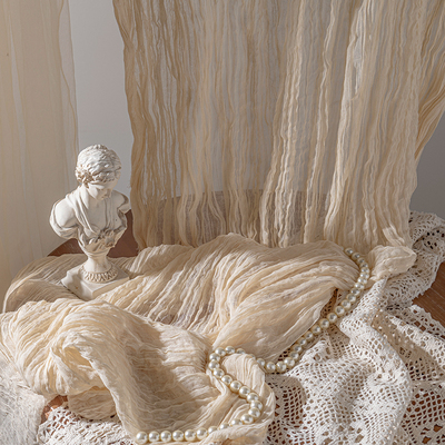 纯棉皱纱褶皱棉纱布自然天然棉坯布纱布氛围感装饰摄影拍照背景布