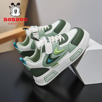 儿童板鞋aj男童鞋巴布豆春秋冬季皮面小学生休闲运动鞋二棉防滑