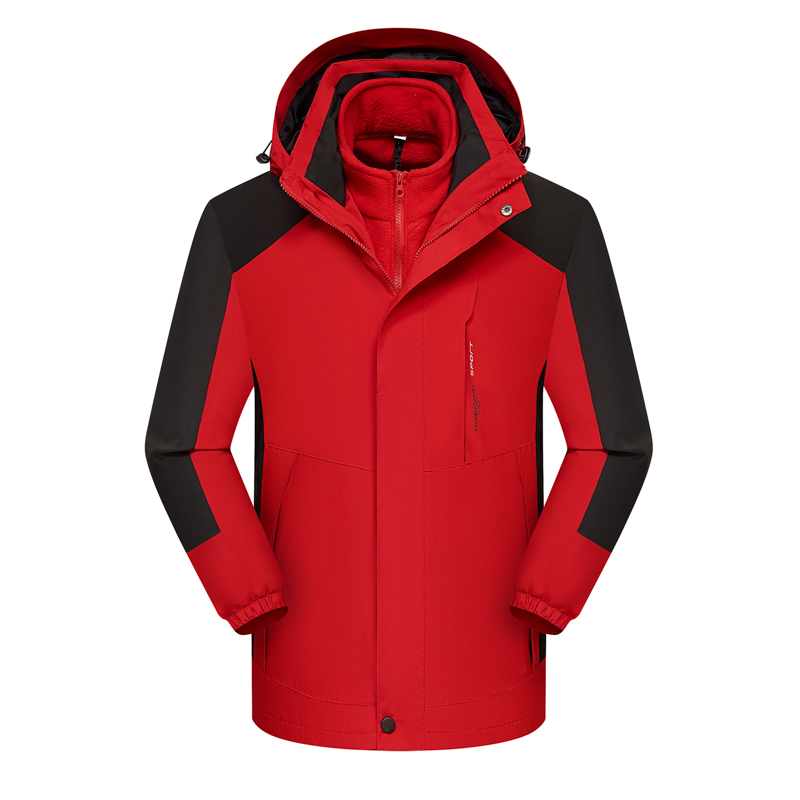 冲锋衣定制印字logo工作服加绒加厚三合一可拆卸户外工装外套防风