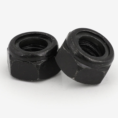 。黑色304不锈钢尼龙防松螺母 黑锌防滑自锁锁紧螺帽M23456810M12