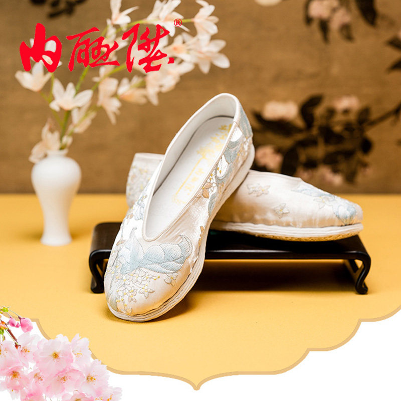 内联升女士布鞋蟾宫折桂绣花手工千层底布鞋小元单鞋8689A