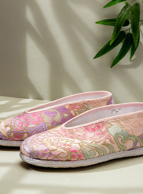 内联升女士春夏秋手工千底鱼跃龙门绣花小元反绱老北京布鞋 8693