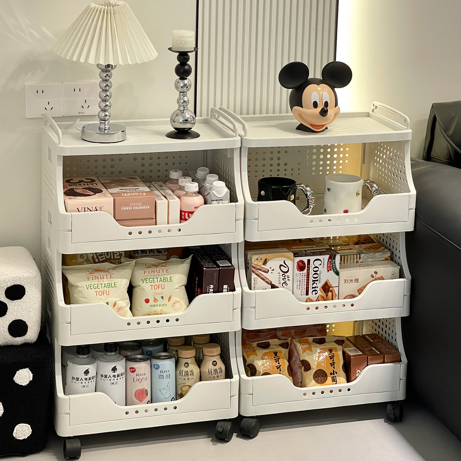日本甄选加厚落地小推车零食置物架多层收纳架客厅卧室大容量收纳,收纳整理,家用收纳手推车,淘宝优惠券,粉丝福利购,淘宝优惠卷