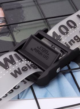 过yan OFF Best WHITE18SS OW橡胶拼接腰带新款logo男女透明200CM