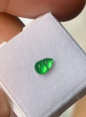 缅甸天然A货翡翠玻璃种起荧光绿葫芦可镶嵌戒指吊坠手链无纹裂