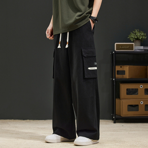 夏纯棉大口袋工装裤男士高端休闲裤宽松垂感卫裤K2711-P52图片