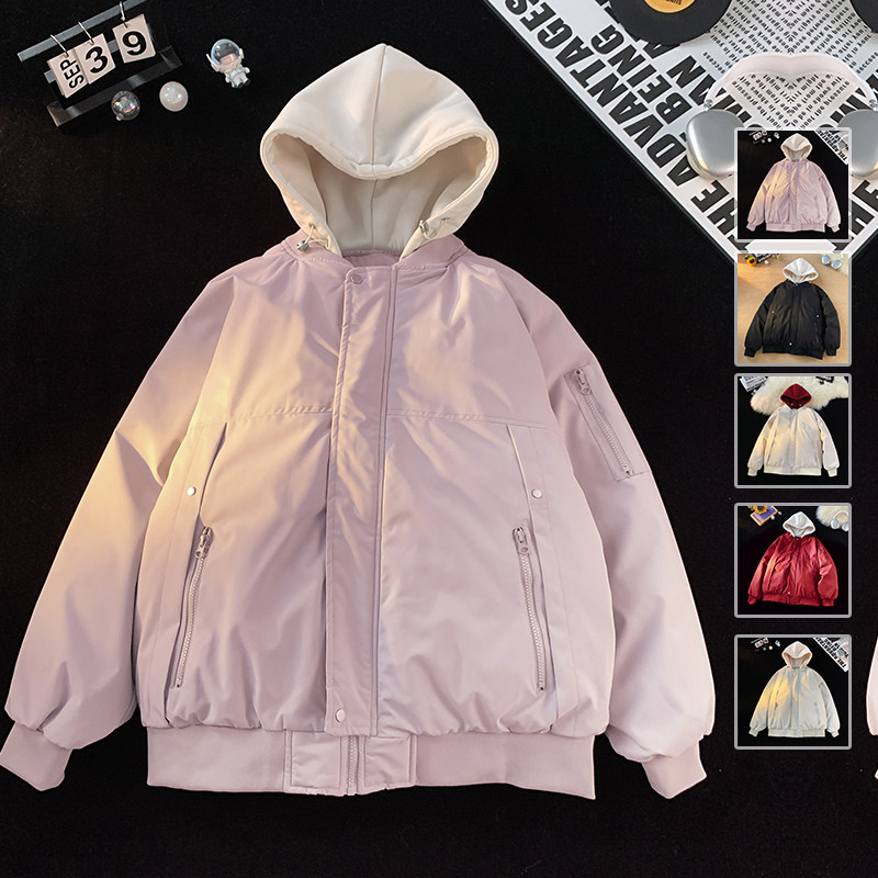 假两件连帽棉袄棉服男女冬季青年保暖情侣棉衣外套MY2583-P85,男装棉衣,星座610（原A335）