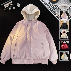 假两件连帽棉袄棉服男女冬季青年保暖情侣棉衣外套MY2583-P85图片