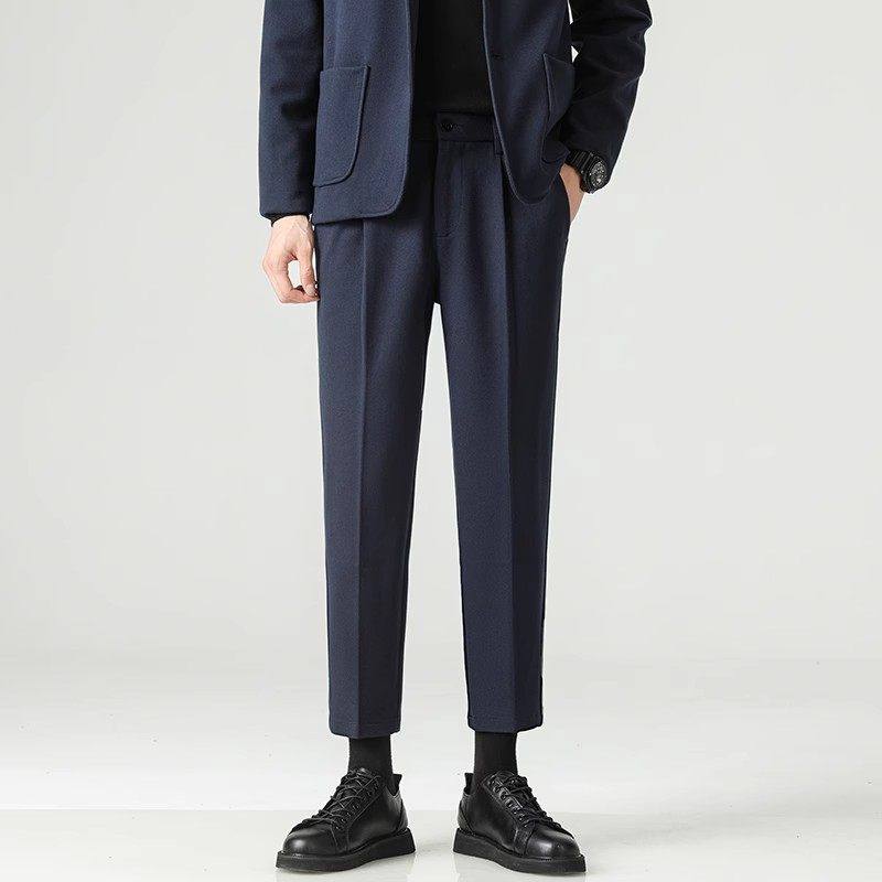 春季男士裤子痞帅轻熟风修身直筒松紧腰小西装毛呢裤子CY86-P48，男装西服套装，星座610（原A335）