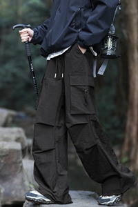 直筒工装裤男夏季美式宽松2025新款休闲裤子机能伞兵裤K2701-P40图片