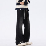 秋季微喇牛仔裤男松紧抽绳款休闲百搭美式高街潮流直筒裤L25-P45，男装牛仔裤，星座610（原A335）