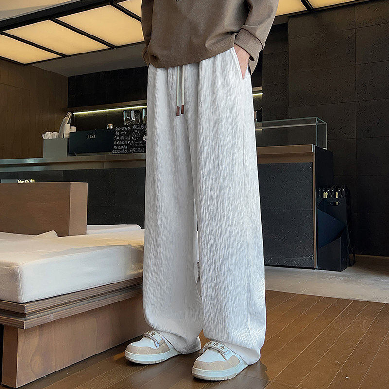 垂感休闲裤子男春季宽松纹理感褶皱直筒运动透气长裤Q29151-特P32，男装休闲裤，星座610（原A335）