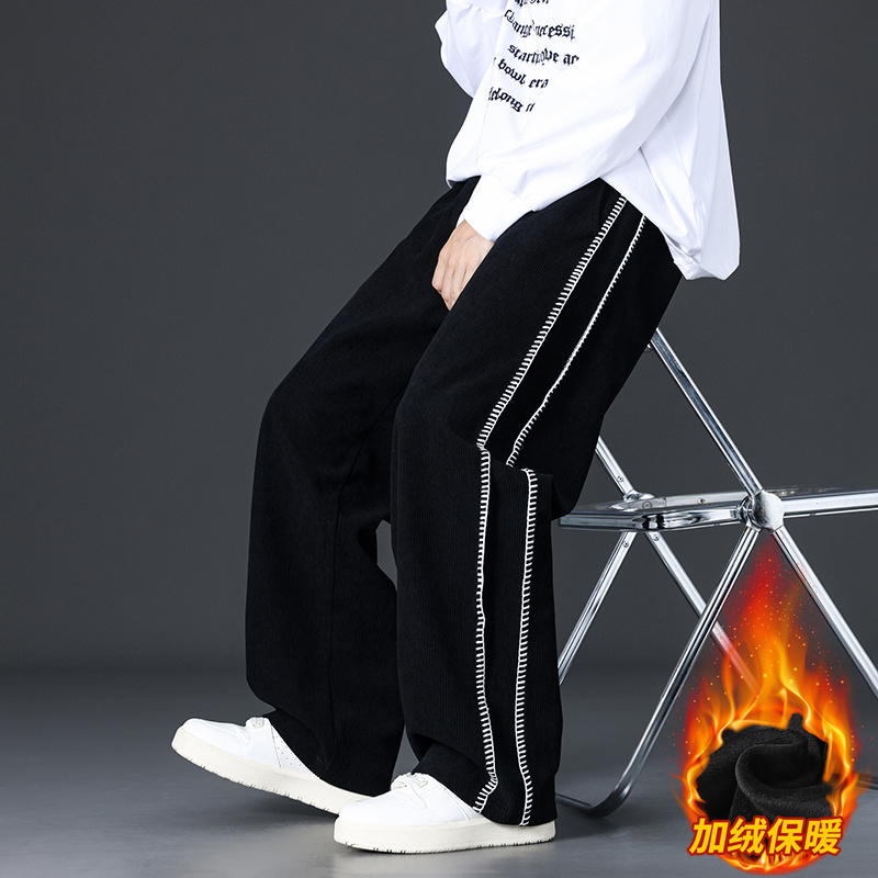 加绒灯芯绒裤男款2025新款美式潮流宽松直筒休闲裤JR29171-特P52，男装卫衣，星座610（原A335）