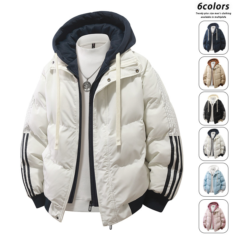 假两件棉服男款冬季宽松休闲加厚棉衣外套潮流连帽棉袄MY0777-P82,男装棉衣,星座610（原A335）