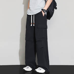 美式高街纯棉直筒休闲裤男春夏季潮牌ins宽松阔腿工装裤K2713-P52图片