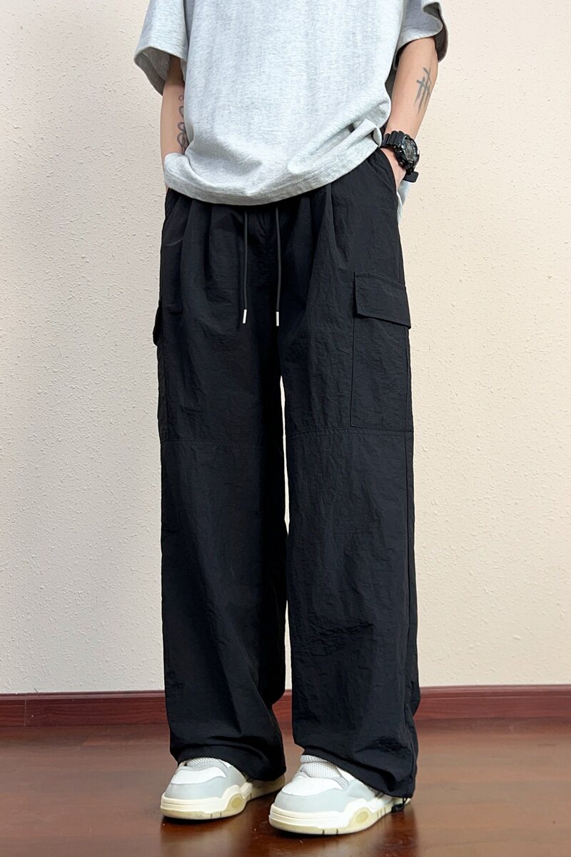 宽松休闲直筒阔腿裤男夏季新款美式松紧腰拖地工装裤K2702-P40,男装休闲裤,星座610（原A335）