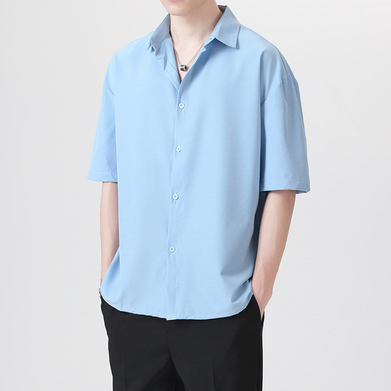 2024年夏季薄款冰丝大码短袖男ins高街宽松垂感衬衫CY009-特P26,男装衬衫,星座610（原A335）