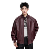 2025秋新款皮衣时尚百搭休闲宽松PU棒球领夹克外套JS5619-P90，男装夹克，星座610（原A335）