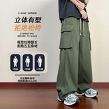 夏季大口袋休闲裤男士美式潮牌工装裤宽松直筒阔腿裤子K2711-P52，男装工装外套，星座610（原A335）