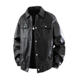 男秋季薄款宽松翻领2025新款皮夹克韩系潮流痞帅机车服Q5553-P75，男装夹克，星座610（原A335）