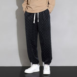 棋盘格灯芯绒裤子男款春季休闲潮牌宽松大码阔腿卫裤Q2370-P40，男装休闲裤，星座610（原A335）