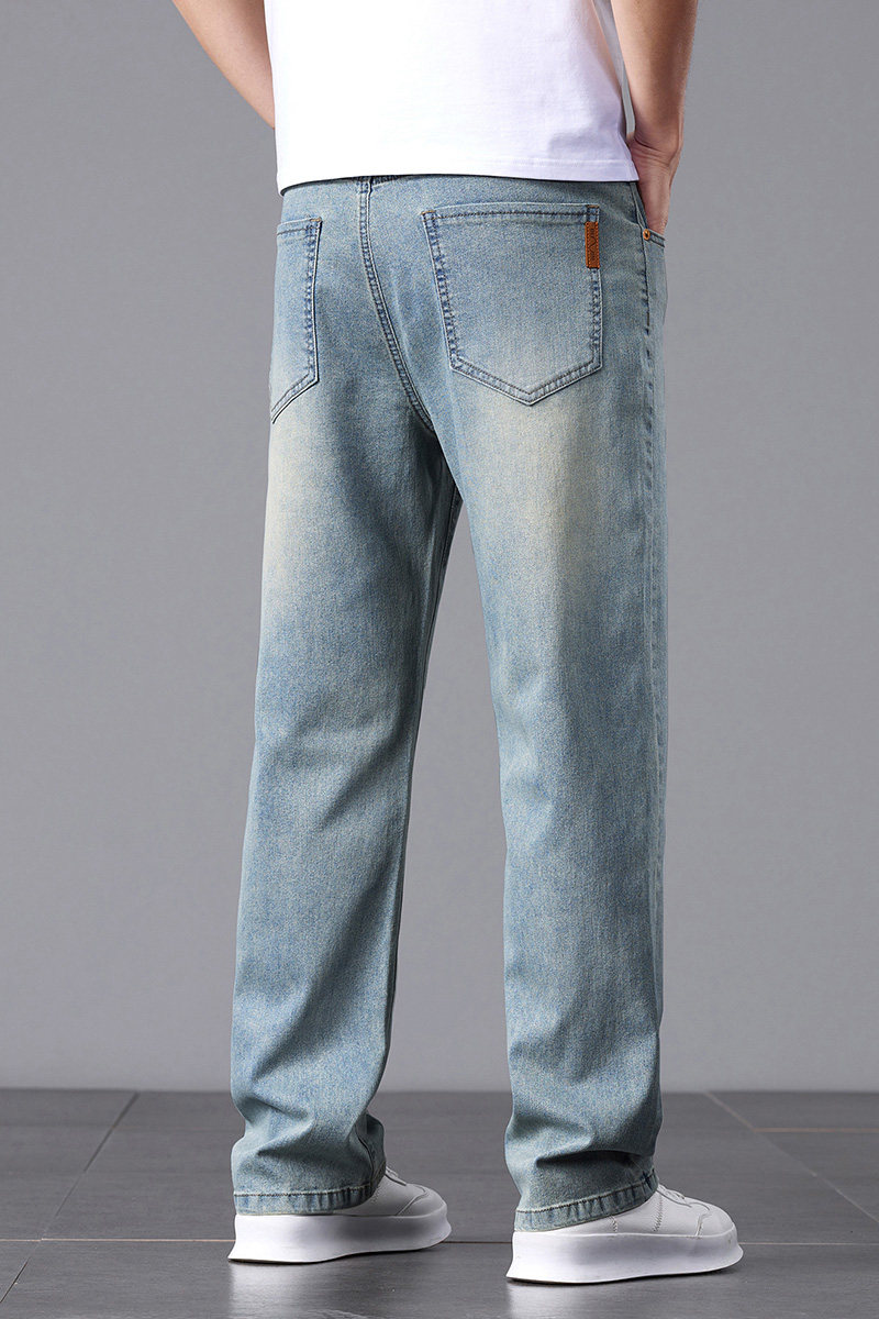 高端水洗牛仔裤夏季高街复古潮宽松直筒休闲裤长裤子男K2533-P50，男装牛仔裤，星座610（原A335）