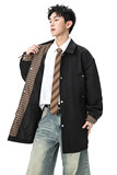 夹克男2025新款高级感痞帅秋季宽松中长版风衣外套Q5539-P78，男装夹克，星座610（原A335）