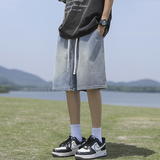 星空纹牛仔短裤男夏季新款宽松直筒百搭潮牌休闲五分裤TS187-P38，男装牛仔裤，星座610（原A335）