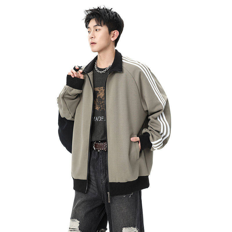 开衫卫衣男美式高街vibe风三道杠条纹运动夹克潮牌外套Q5567-P50，男装夹克，星座610（原A335）